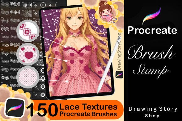 Download 150 Procreate Lace Textures Brushes - Brush Collection