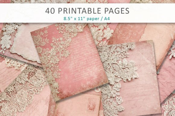Download Pink Vintage Lace Digital Paper Pack - Premium Bundle