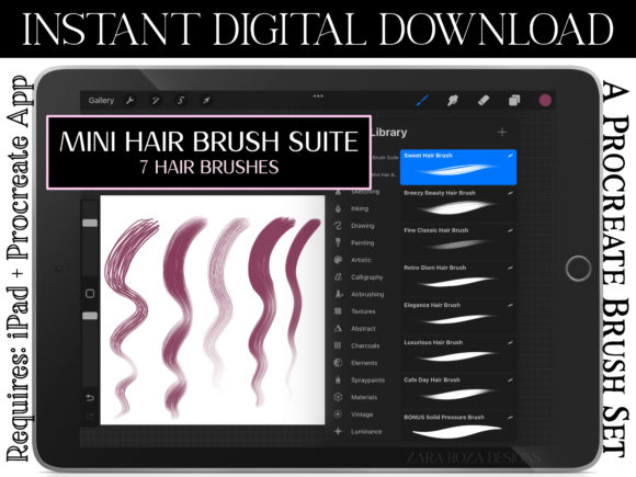 Download Procreate Hair Brush Suite Mini Pack - Brush Collection