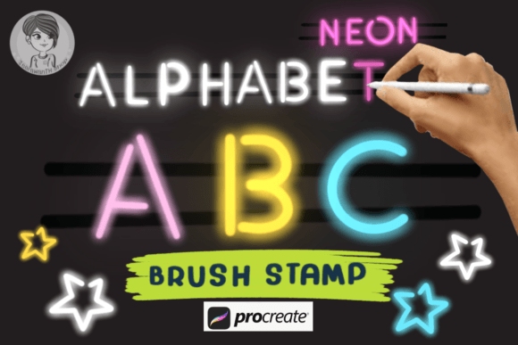 Download Neon Alphabet Brush Stamps - Brush Collection