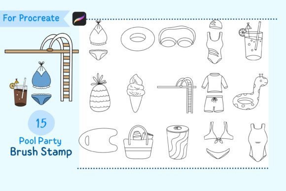 Download Procreate Brush Stamp Pool Party - Brush Collection