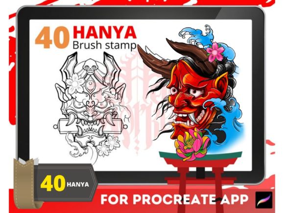 Download Hanya Mask Japanese Tattoo Brush Stamp - Brush Collection