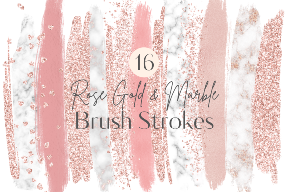 Download Rose Gold &amp; Marble Brush Strokes - Brush Collection