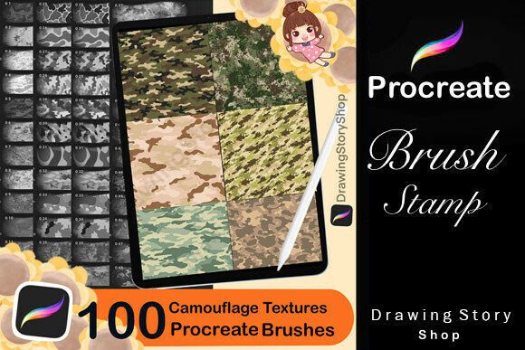 Download 100 Procreate Camouflage Textures Brush - Brush Collection