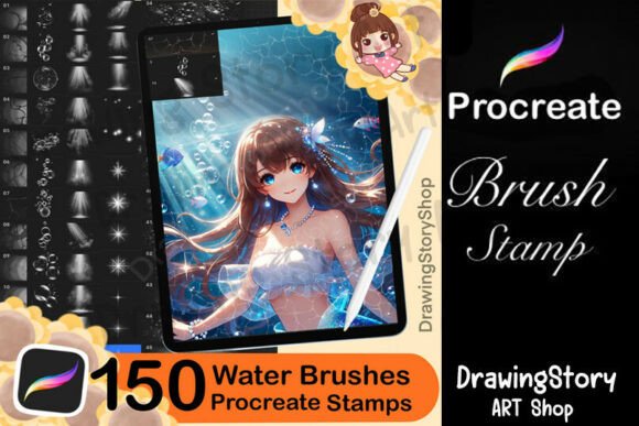 Download 150 Procreate Water Brushes: Sea, Ocean - Brush Collection