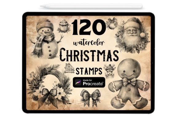 Download 120 Christmas Procreate Stamp Brushes - Brush Collection