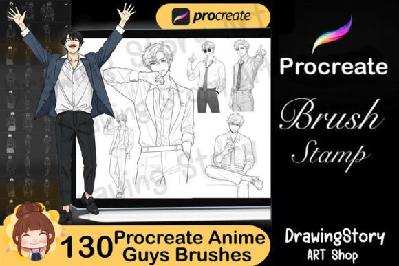 Download 130 Procreate Anime Male Brush Set - Brush Collection
