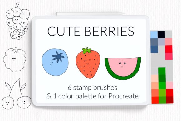 Download Cute Berries Procreate Stamp Brushes. - Brush Collection