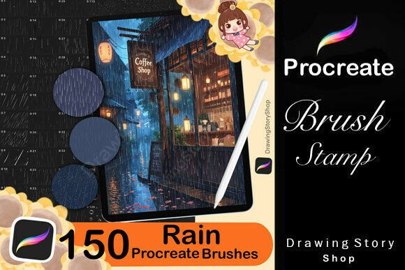 Download 150 Procreate Rain Textures Brushes - Brush Collection
