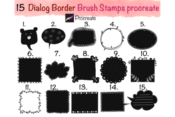 Download 15 Borders Brush Stamps Procreate - Brush Collection