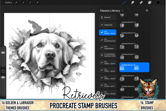 Download Golden Retriever Procreate Brushes - Brush Collection