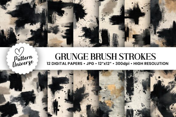 Download Grunge Brush Strokes Digital Papers - Brush Collection