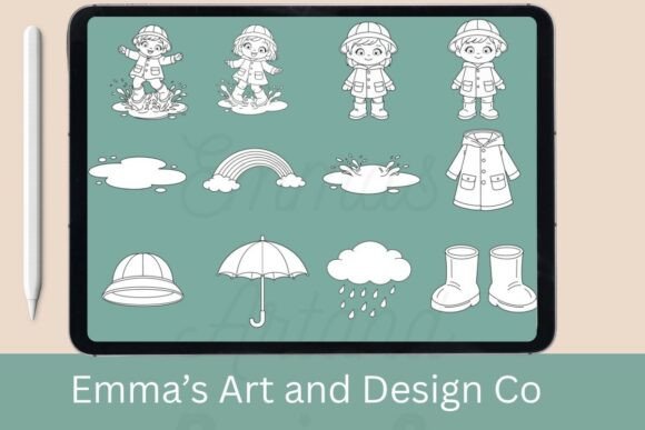 Download Spring Rain Kids Procreate Stamp Brushes - Brush Collection