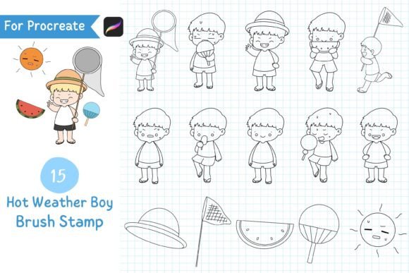 Download Procreate Brush Stamp Hot Weather Boy - Brush Collection
