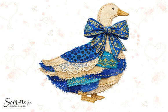 Download Goose Blue Bow Patchwork Sublimation PNG - Premium Resources