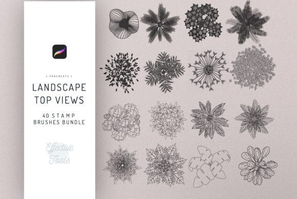 Download 40 Landscape Elements Top Views Brush - Brush Collection