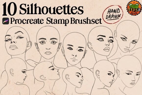 Download 10 Female Silhouettes Procreate Brushset - Brush Collection