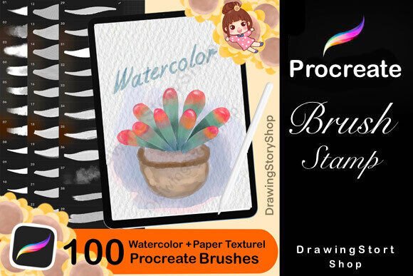 Download 100 Watercolor + Paper Procreate Brushes - Brush Collection