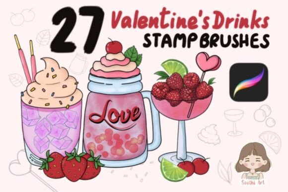 Download 27 Valentine's Drinks Stamp Brushes - Brush Collection