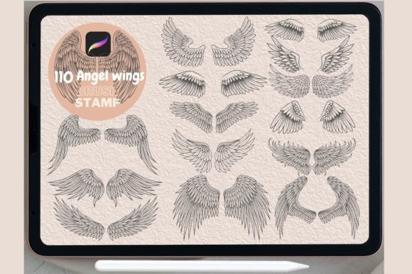 Download 110 Angel Wings Brush Stamp PROCREATE - Brush Collection