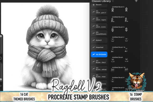 Download Ragdoll Cat Procreate Stamp Brushes - Brush Collection