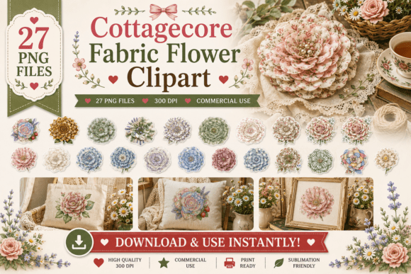 Download Cottagecore Fabric Flower Clipart - Premium Resources