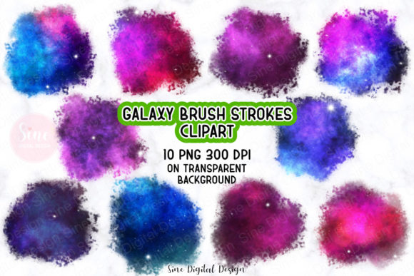 Download Galaxy Brush Stroke Clipart Bundle - Brush Collection