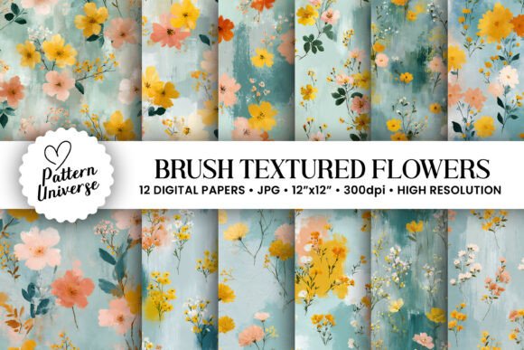 Download Hand Painted Brush Florals Pattern - Brush Collection
