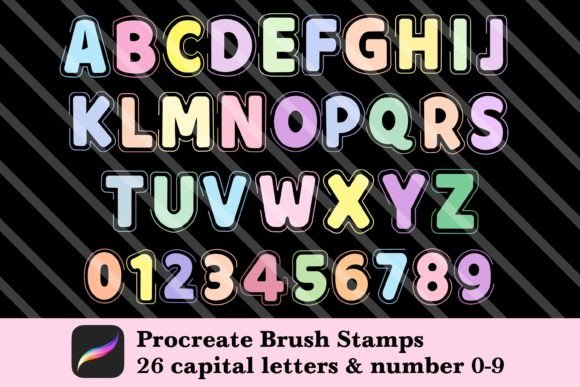 Download Alphabet &amp; Number Brush Stamp Procreate - Brush Collection