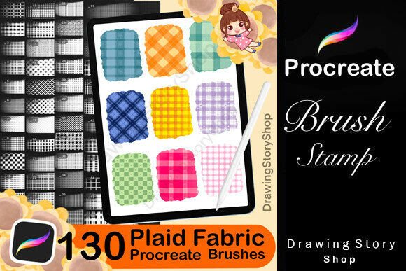 Download 130 Plaid Fabric PROCREATE Brushes - Brush Collection