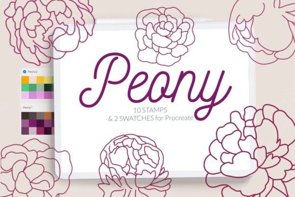 Download Peony Procreate Stamp Brushes Line Art - Brush Collection