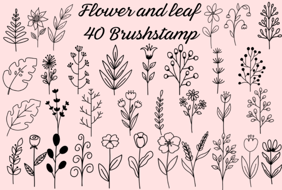 Download Flower and Leaf Brush Stamp - Brush Collection