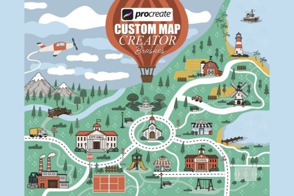 Download Procreate Map Creator Stamp Brushes - Brush Collection