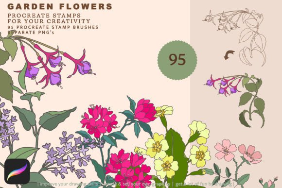 Download Garden Flowers Stamps Procreate Brushes - Brush Collection
