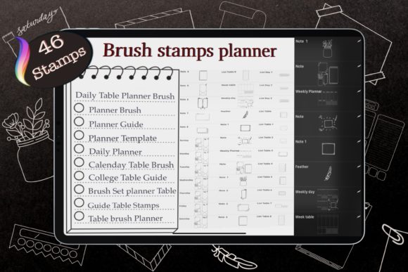 Download 46 Planner Stamps, Brush Stamp Planner - Brush Collection
