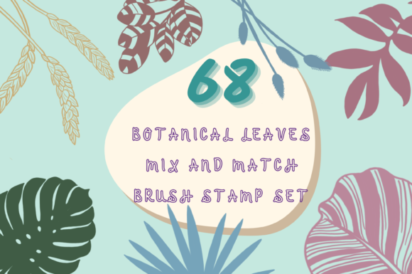 Download 68 Botanical Leaf Mix&amp;Match Brush Stamp - Brush Collection