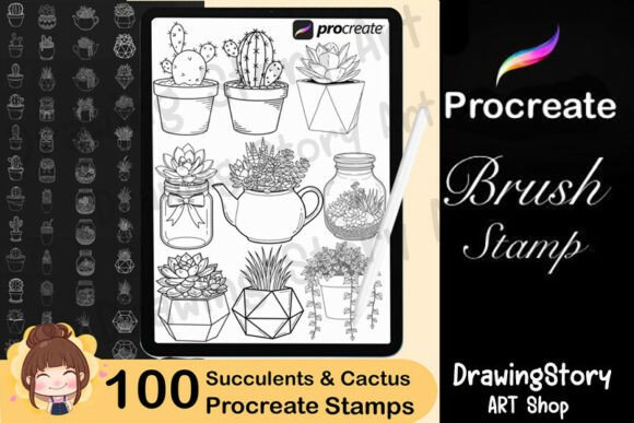 Download 100 Potted Plant Procreate Stamp Brushes - Brush Collection