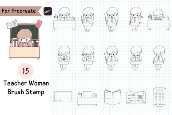 Download Procreate Brush Stamp Teacher Woman - Brush Collection