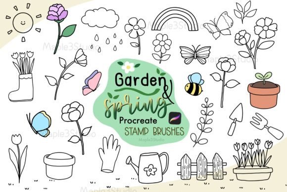 Download Garden &amp; Spring Procreate Stamp Brushes - Brush Collection