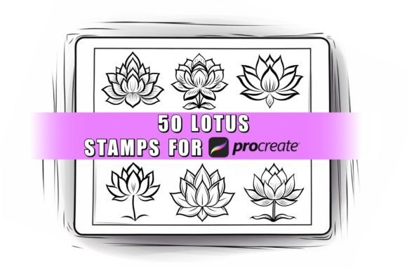 Download 50 Lotus Procreate Stamps Brushes - Brush Collection
