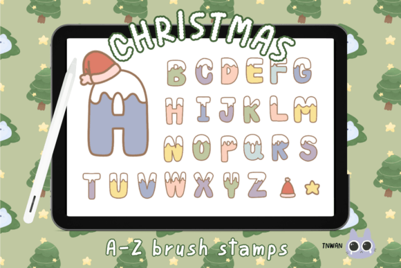 Download Cute Christmas Snow Brush Stamp Font - Brush Collection