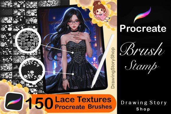 Download 150 Procreate Lace Texture Brushes - Brush Collection