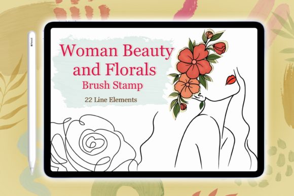 Download Woman Beautiful and Florals Stamp Brush - Brush Collection