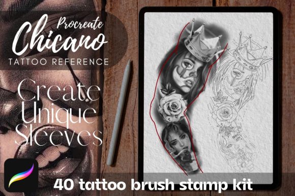 Download Procreate Chicano Tattoo Stencil Brush - Brush Collection