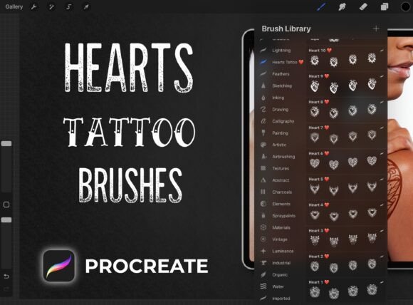 Download 22 Heart Tattoo Brushes - Procreate - Brush Collection