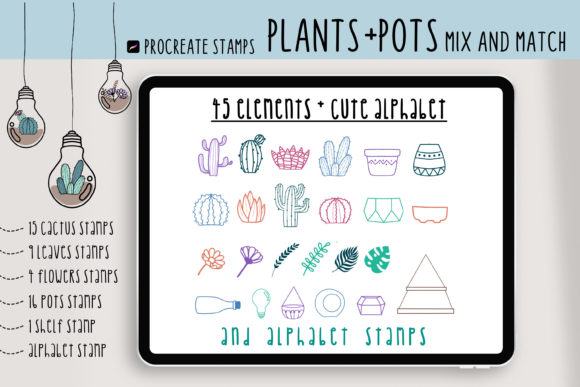 Download Procreate Brushes Stamps Plants and Pots - Brush Collection