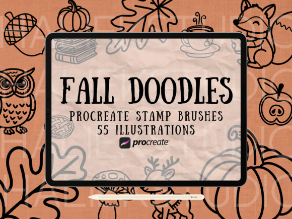 Download Fall Doodle Procreate Stamps Brush Set - Brush Collection