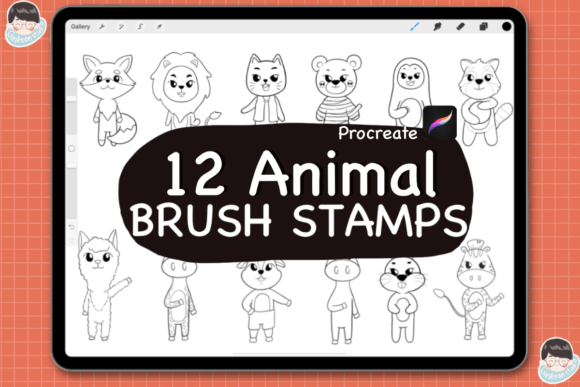 Download 12 Animal Procreate Brush Stamps,Doodle - Brush Collection