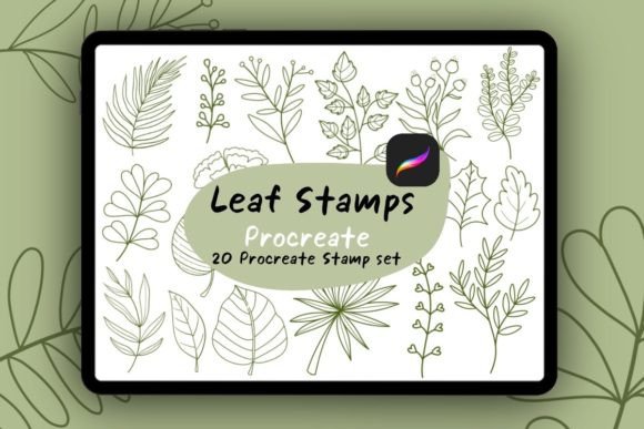 Download 20 Leaf Brush Stamps Procreate - Brush Collection