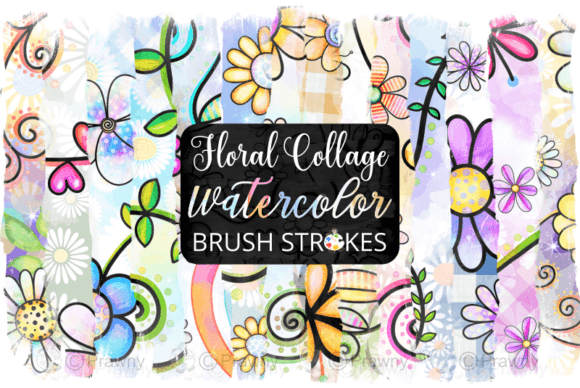 Download Floral Collage Watercolor Brush Strokes - Brush Collection